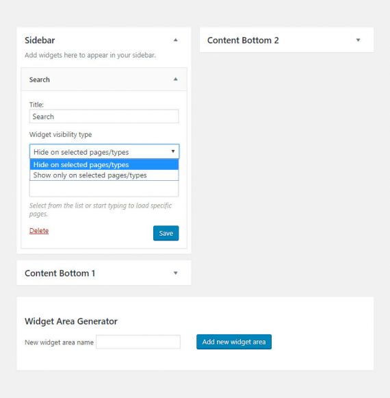 Widget visibility type select dropdown.